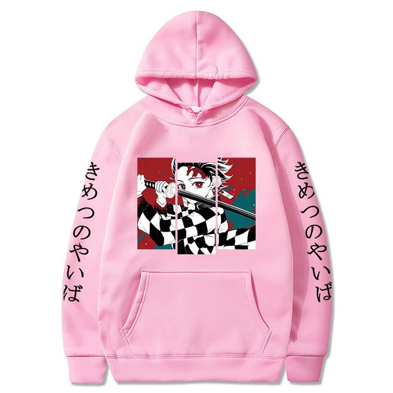 Demon Slayer Anime Tanjiro and Nezuko Hoodie Sweatshirt Women Kimetsu No Yaiba Sweatshirt Streetwear Sudadera Mujer