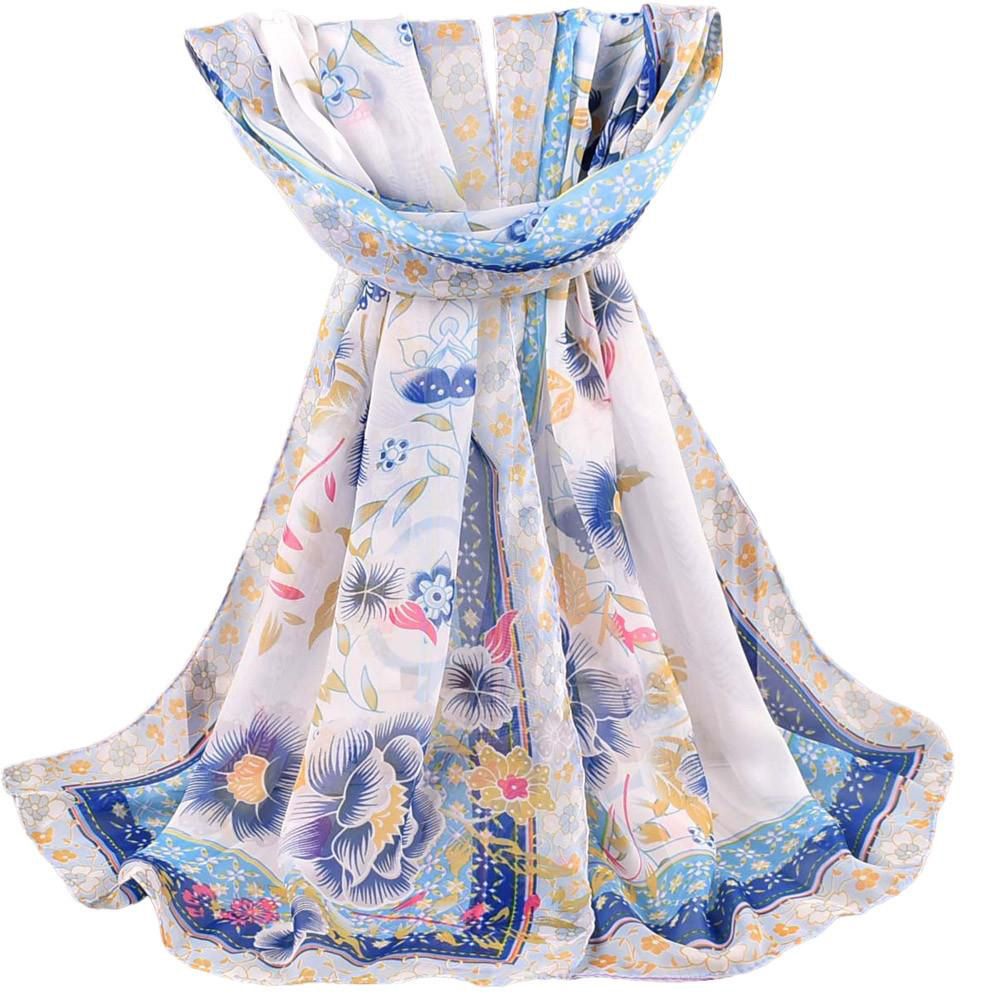 Women Printed Soft Chiffon Shawl Wrap Wraps Scarf Scarves