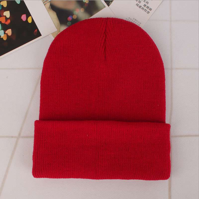Custom Logo Beanie Hat Embroidery Woman Knitted Hat Solid Color Autumn Winter Crochet Beanie Hat Female Baggy Cap  Hop