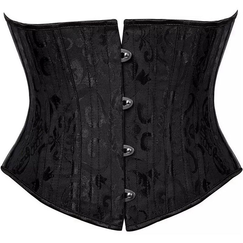 Short Steel Boned Black and White Corset Crop Belt Tops to Wear Out Corsets for Women Bustiers Et UnderAesth Femme