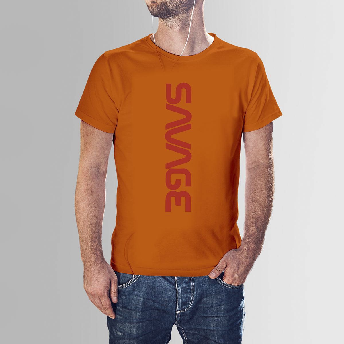 Orange Cotton Savage HNH  T-shirt For Men