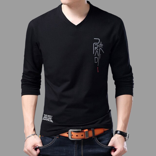 Trandy V-Neck Cotton Casual T-shirt for Men - Black - T-Shirt For Men - T Shirt For Man - T Shirt For Man - T Shirt For Man - T Shirt - T Shirt For Man - T Shirt