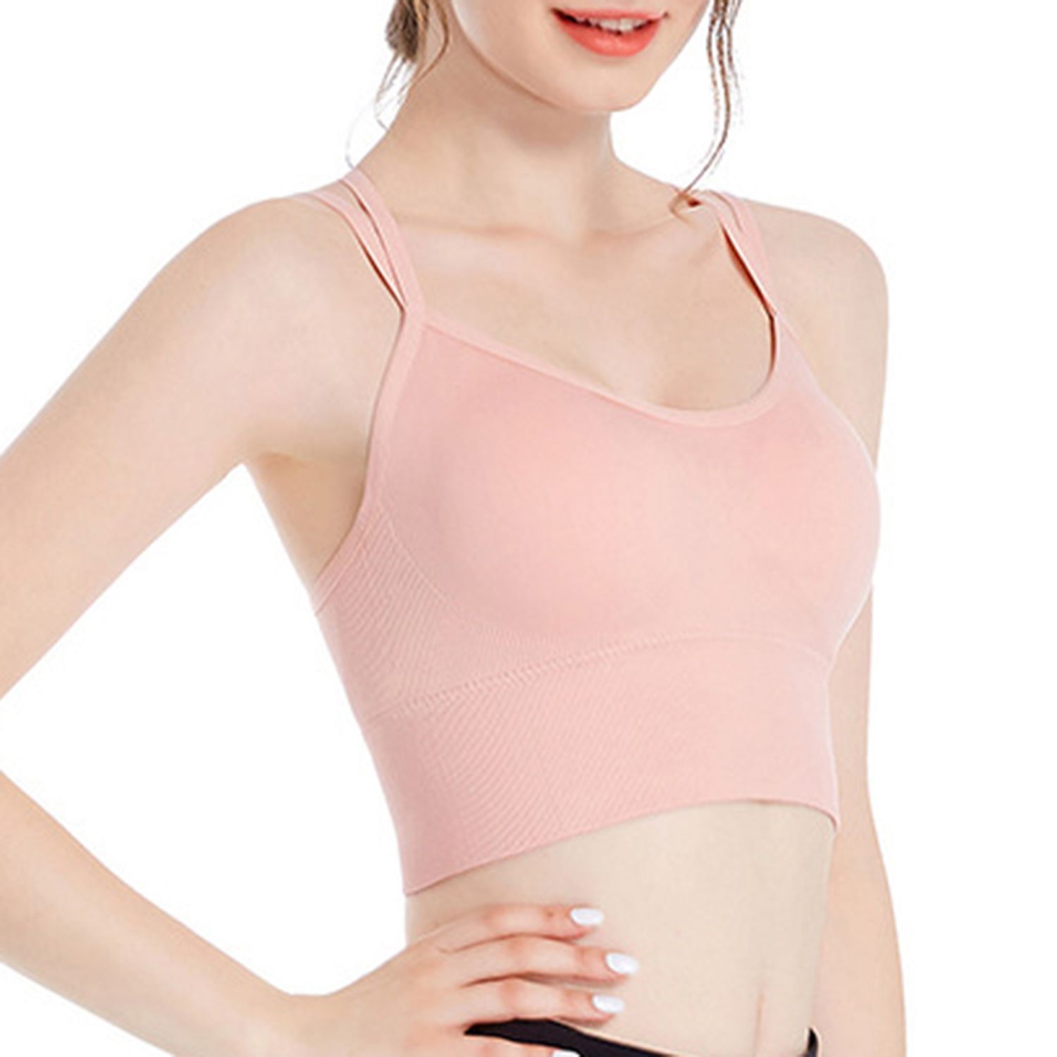 Stylish Women Bra Padded Push Up Cross Straps Solid Color Brassiere Bralette for Yoga