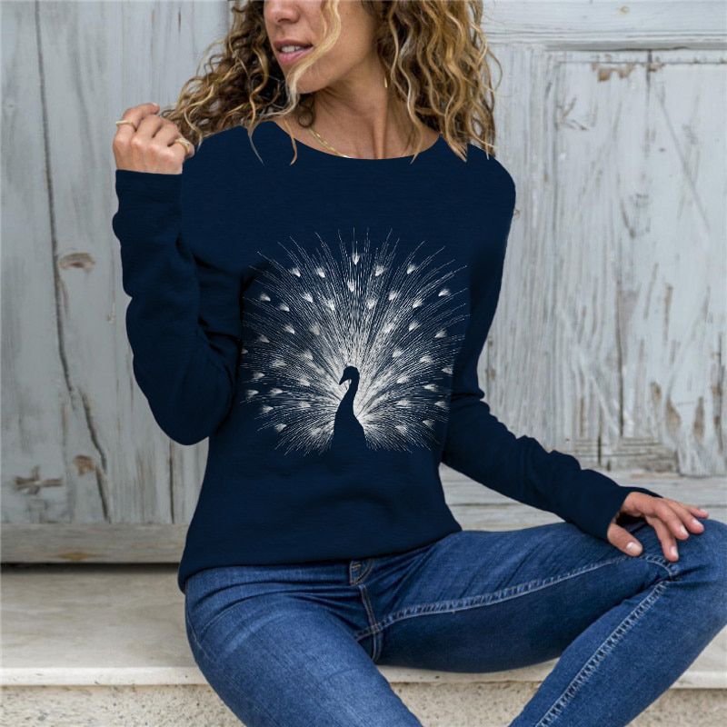 Vintage Rose Floral Printing T-Shirt Women's Clothing 2021 Summer Autumn New Oversized Tops Long Sleeve Casual Tee Shirt Ladies