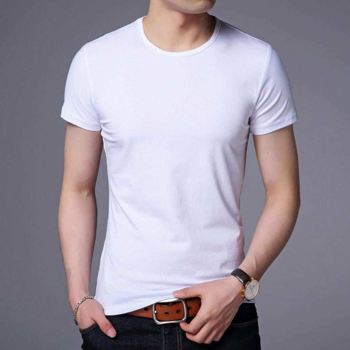 Solid colour cotton t shirt for mens