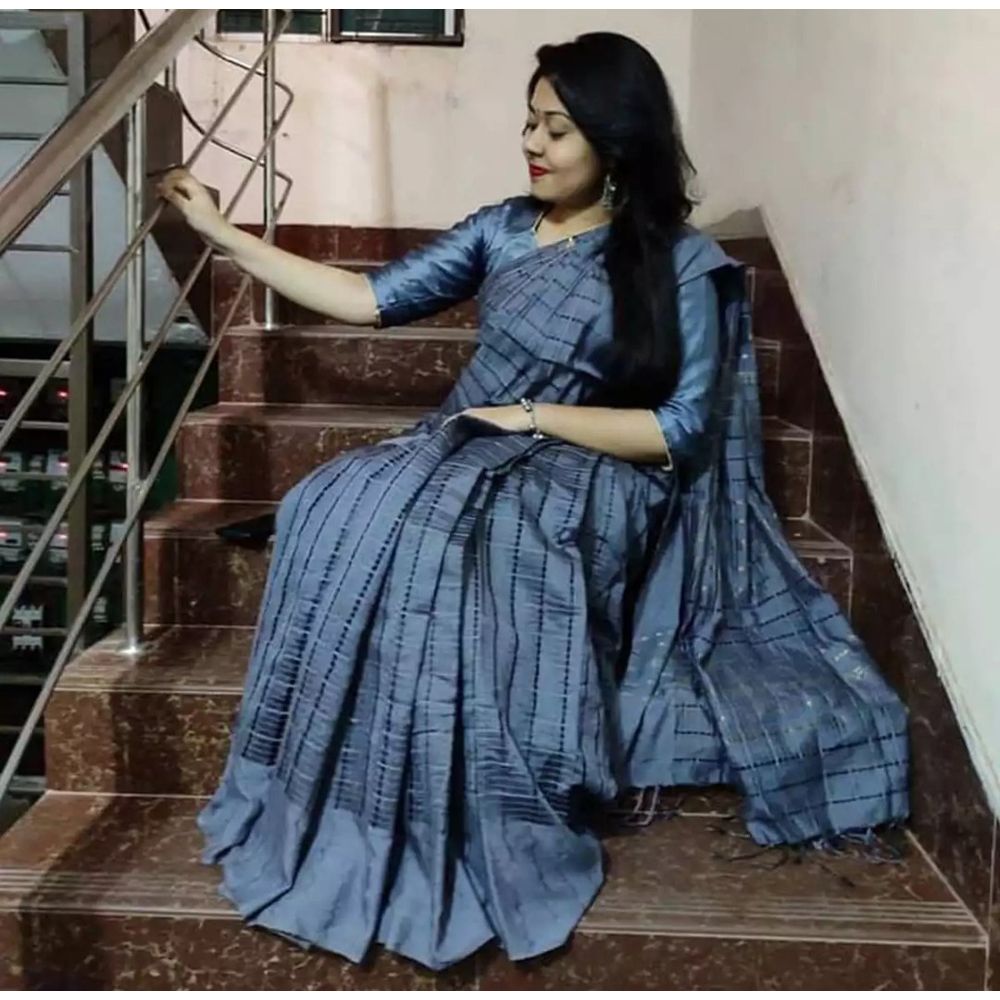 Ash Colour Joom Saree for Women.