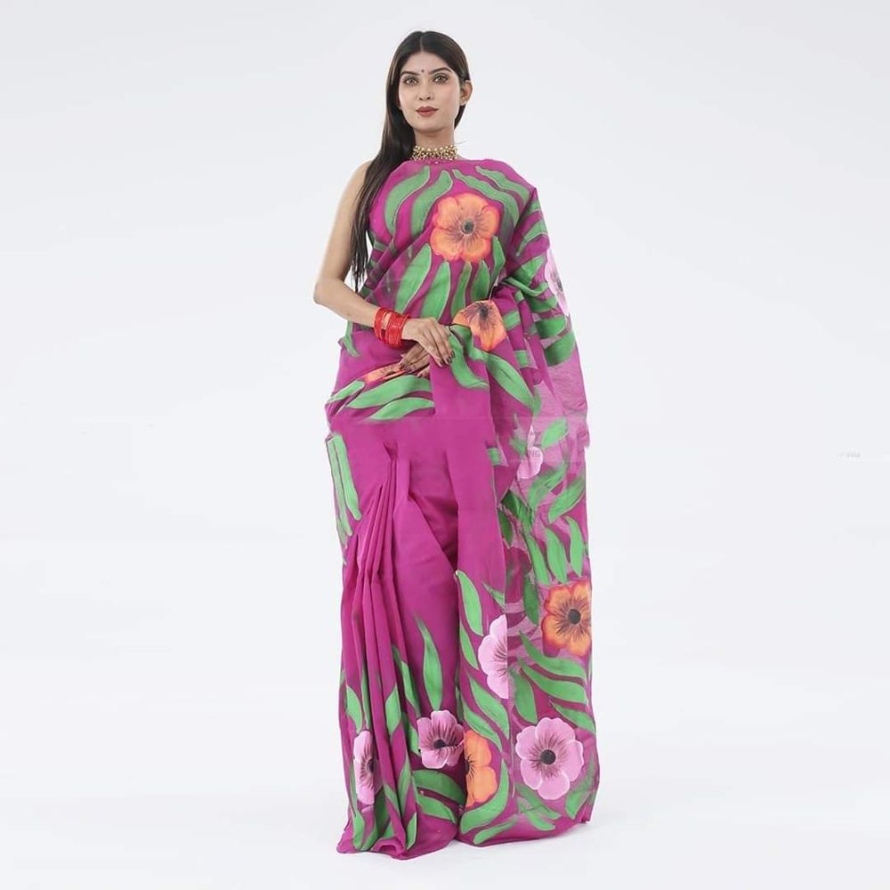 Hand Printed Eye Catching Design With Gorgeous Collection Rich-Febrics Dhupiani Shade  Saree For Women