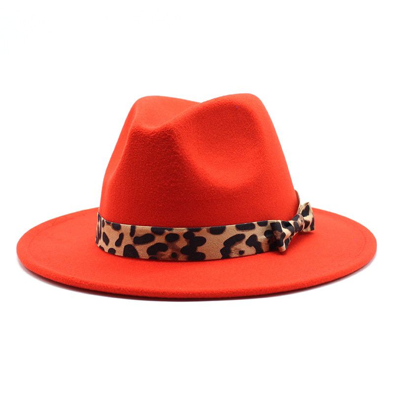 Leopard band  Fedora Hat Jazz Hats For Women And Men Elegant fashion Panama hat Monochrome fedora hat Wide brim