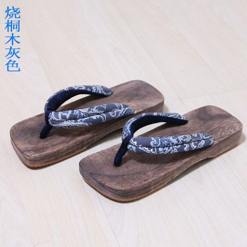 Japanese clogs black wooden Geta men's slippers clothing kimono men's shoes wooden slippers