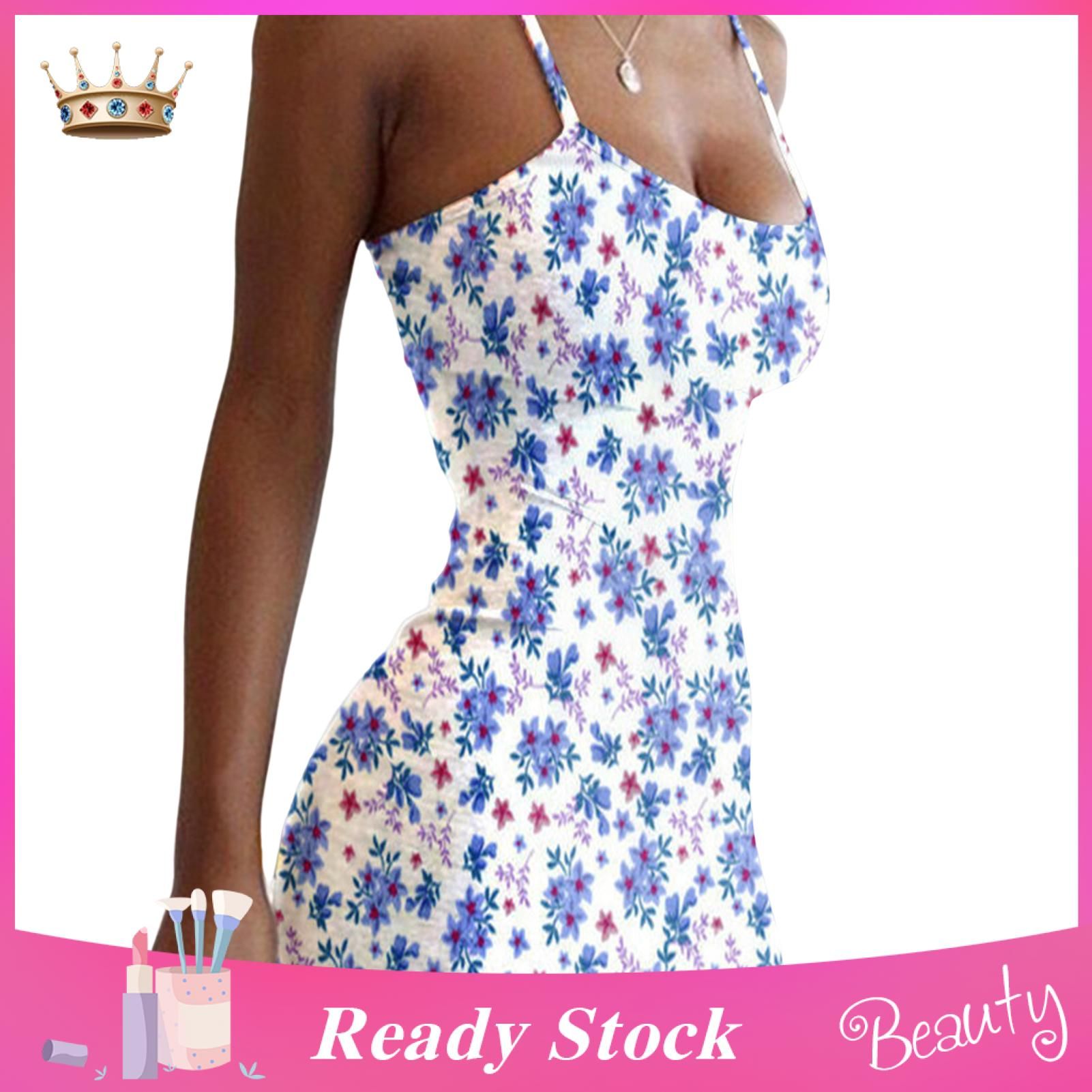 ni Dress Slim Fit Floral Print Bkless Summer Dress