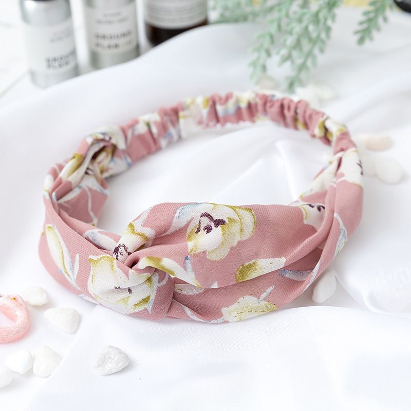【BestGO】Women Flower Printed Headband Turban Soft Cross  Elastic Hair BanVintage Sweet Girls Spring Hair Accessories Styling