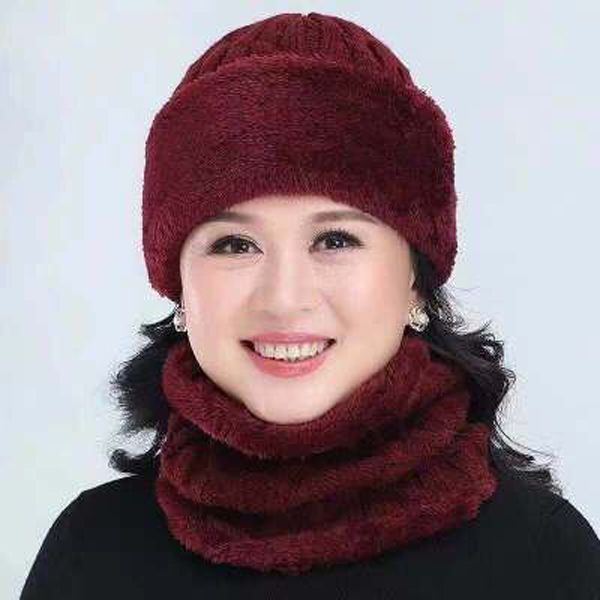 Hot Selling 2pcs Ski Scarf Cold Winter Hat For Women Men Knitted hat Bonnet Warm Cap Mom dad Hat Skullies Beanies