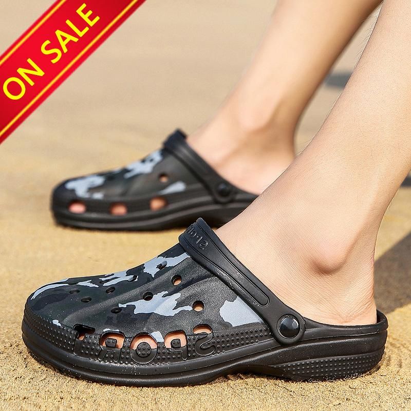 Classic Garden Flip Flops Men Water Shoes Men Beach Sandals Flip Flops Men Outdoor Wear-resistant Shoes Men Non-slip Shoes Breathable Shoes Men Size 39-45