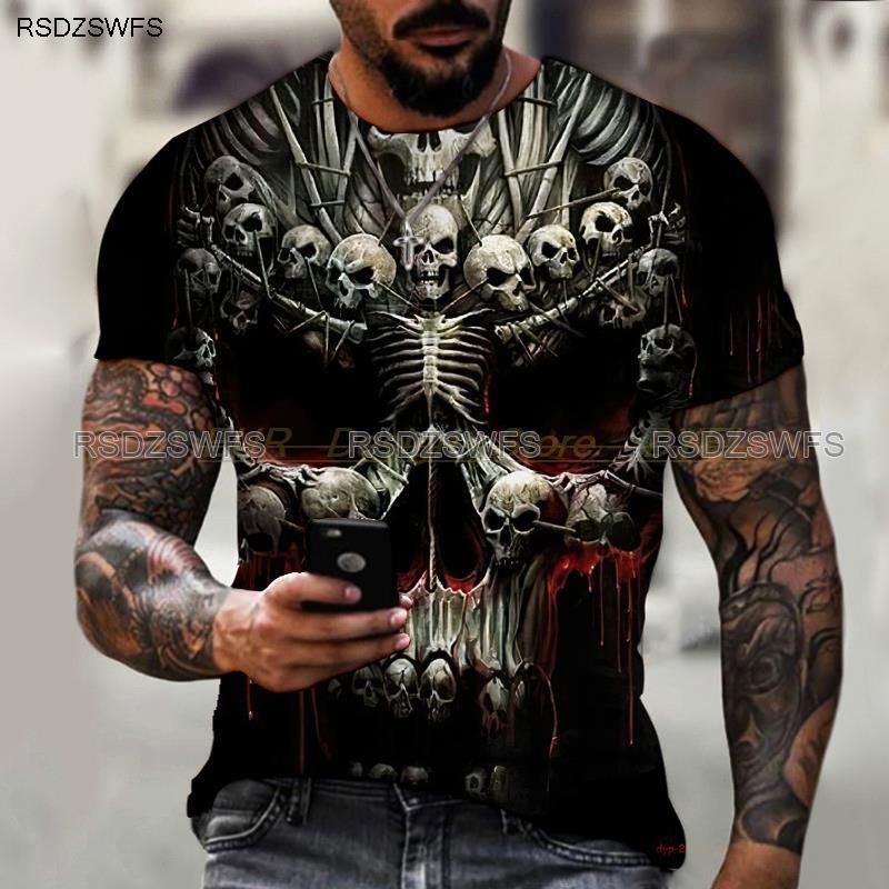 Skull Rose Romantic HD 3D Printing Men's And Women's T-shirt HD Short-sleeved Oversized Summer Short-sleeved Top