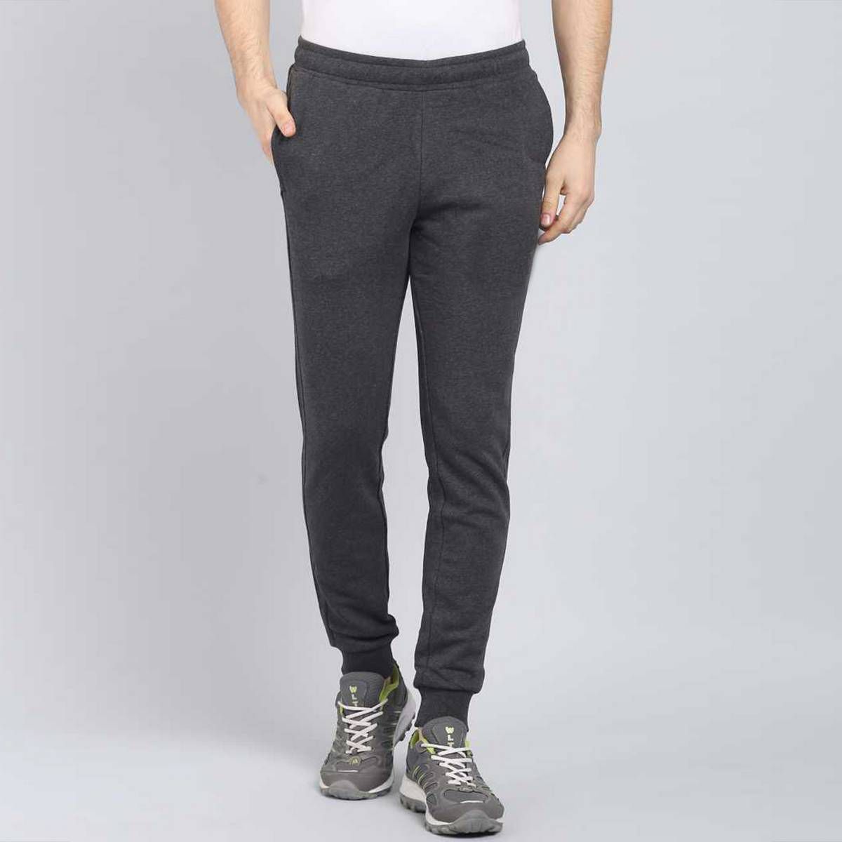 Deep Gray Cotton Joggers for Men