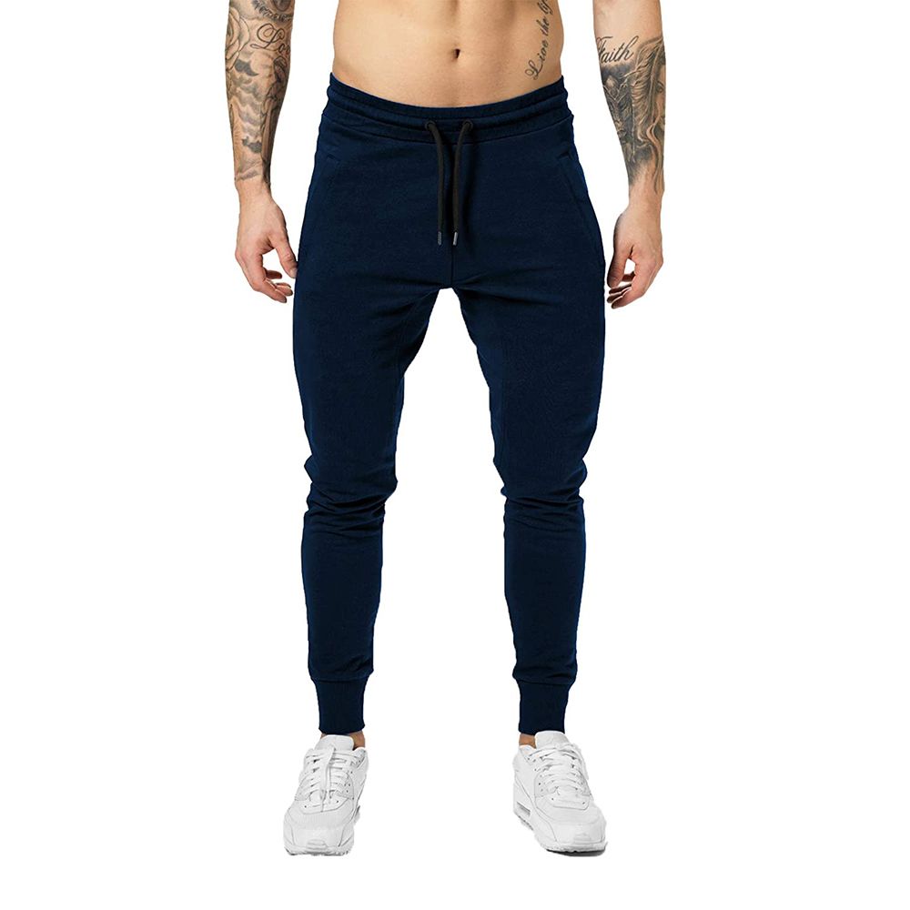 Navy Blue Cotton Slim Fit Sweat pant for Men