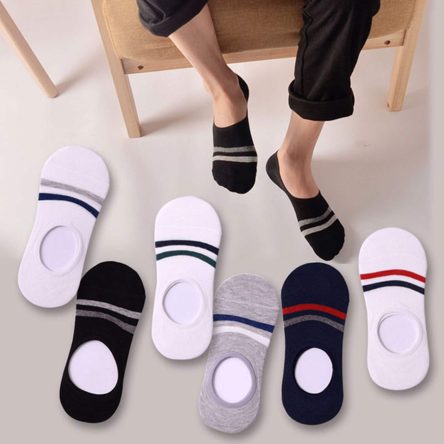 Invisible Non Slip Liner Socks Casual Footies for Loafer Boats