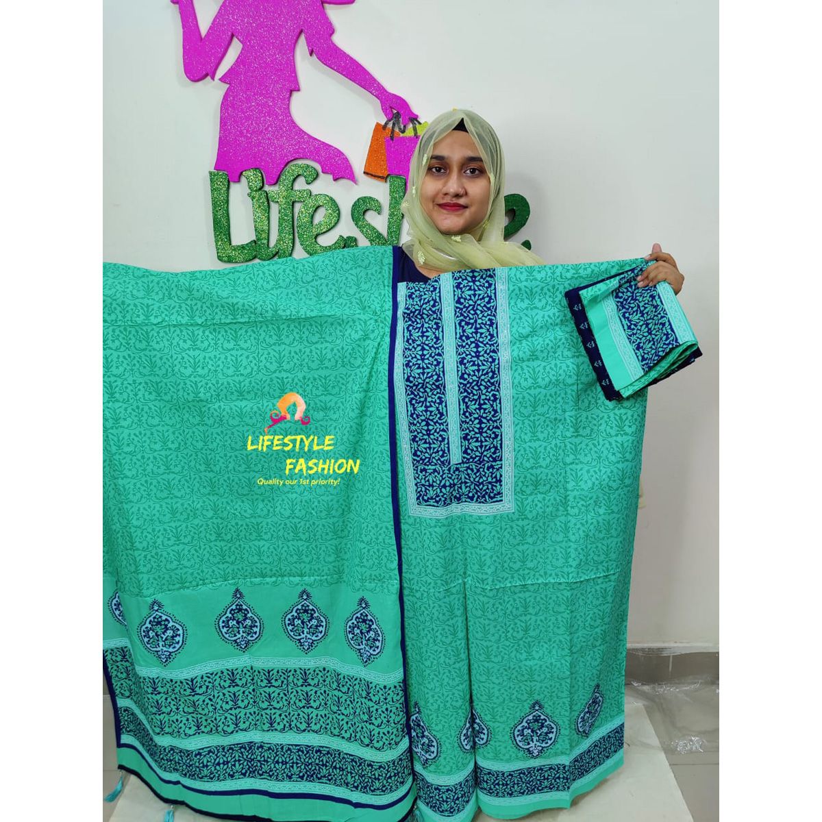 Soft cotton high quality rubiya voil Three piece for female
