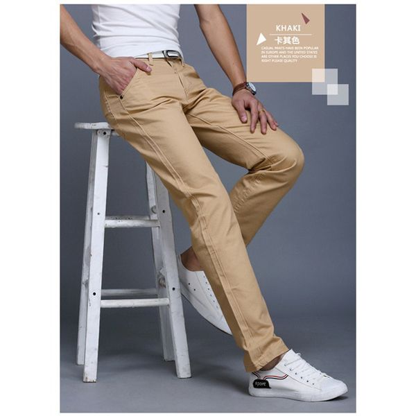 Spring Autumn New Casual Pants Men Cotton Slim Fit Chinos Fashion Trousers Male Clothing Plus Size 8 colour