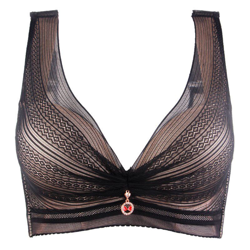 Gathering and adjusting anti-droop  Lace underwear Breathable cup, large cup, fat mm bra plus size bra Ring-free women bra