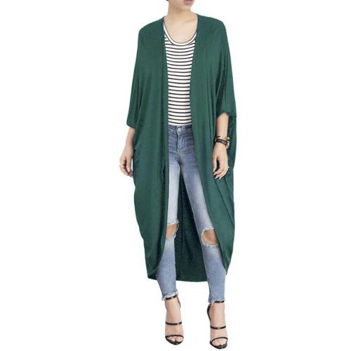 European and American women's loose bat sleeve casual long sleeve trench coat