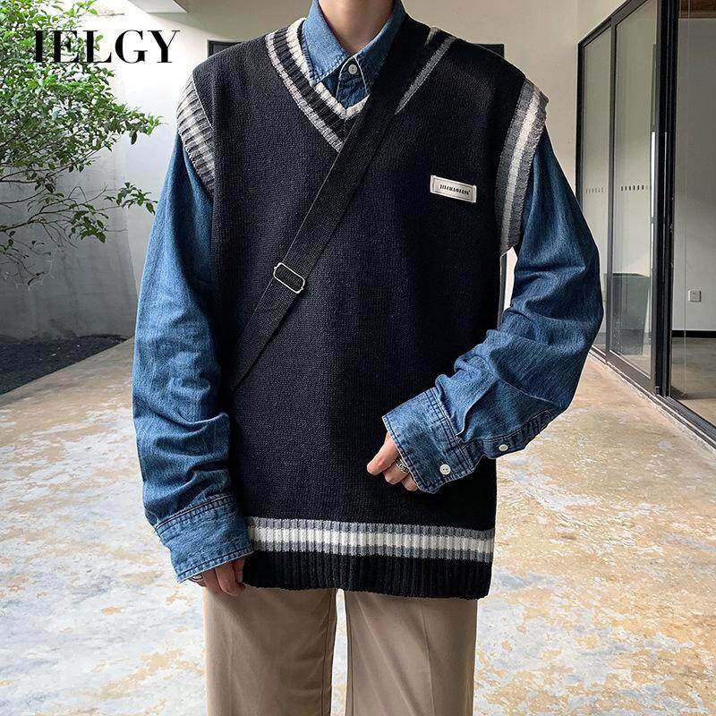 IELGY 【M-XXL】Korean style V-neck loose sleeveless sweater men's trend