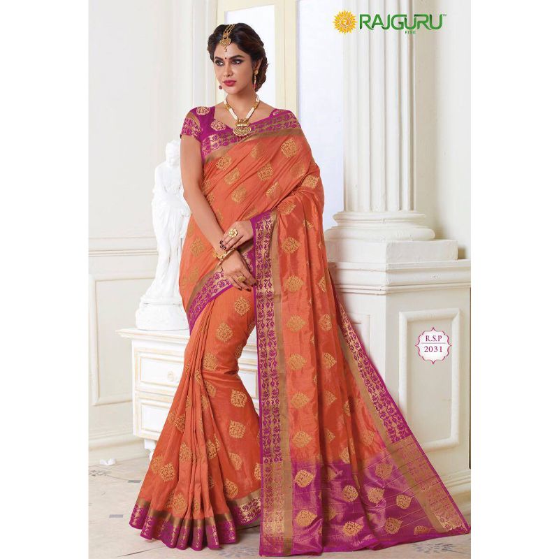 Rajguru Indian Silk Katan Sharee Without Running Blouse Piece For Women By  PRODUCT SOMAHAR