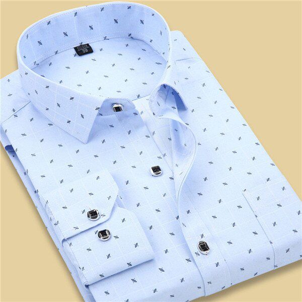 2017 Spring Arrival Men Floral Shirts Fashion Long Sleeve Individuality Business Casual Korean Man Dot Printed Dress Shirts