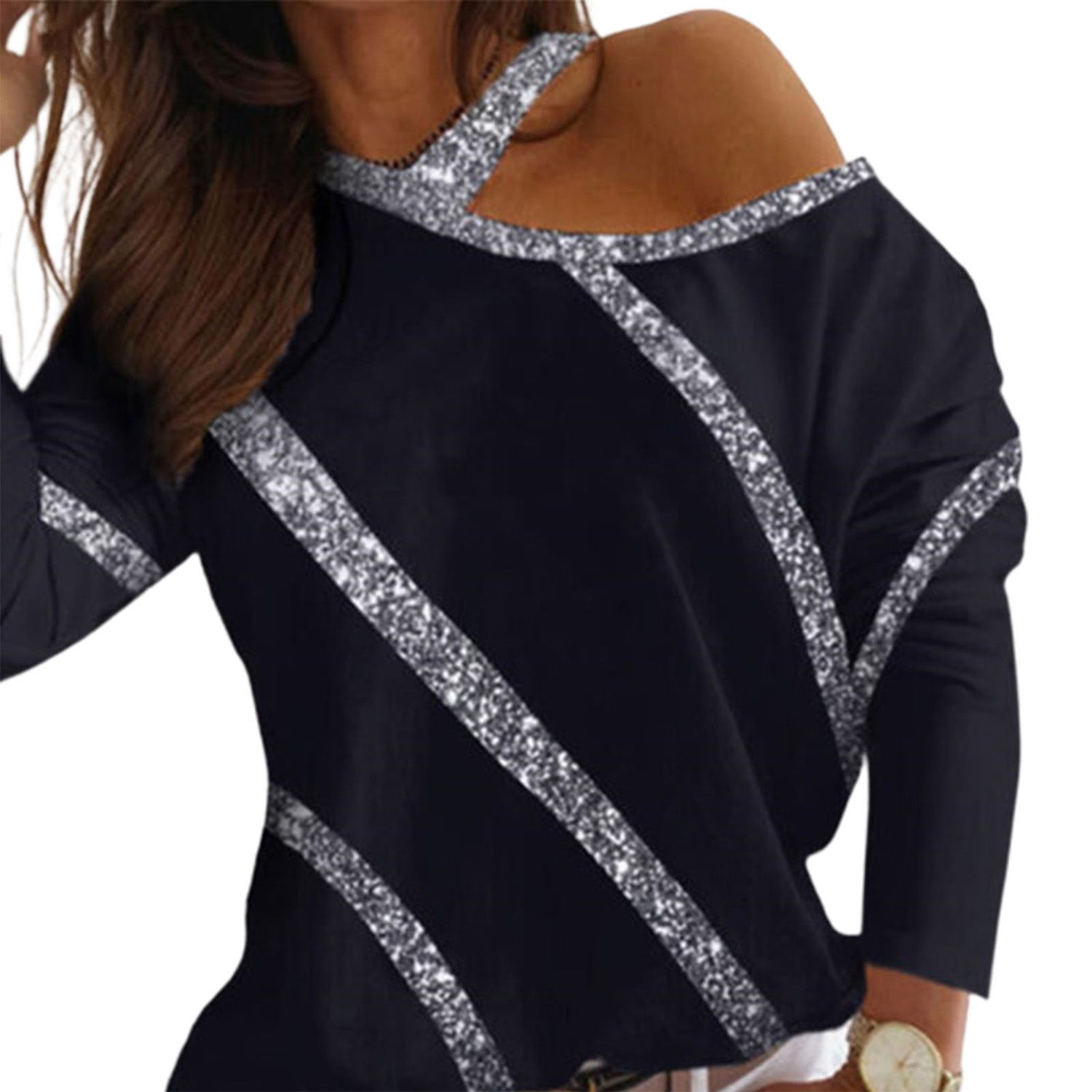 Ladies Top Off Shoulder Loose-fitting Full Sleeve Pullover