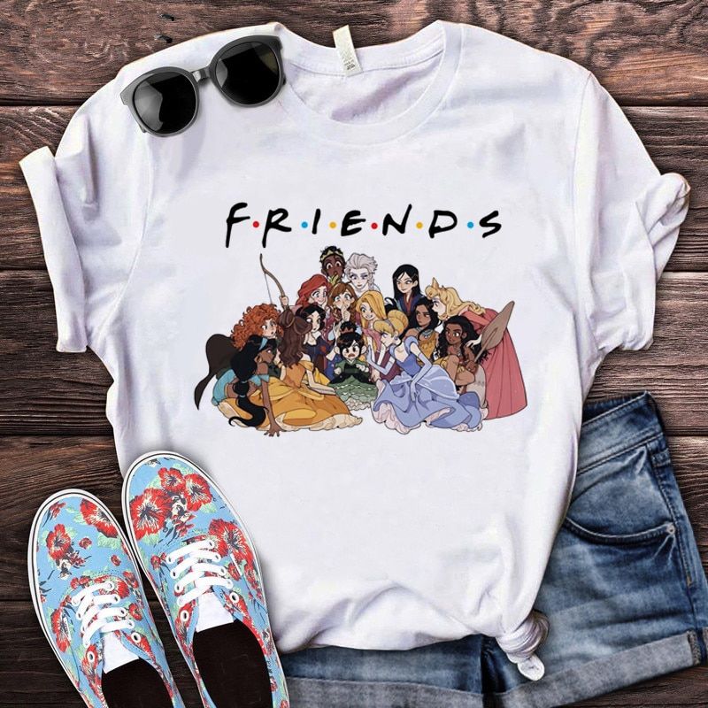 Kawaii Disney Princess Aesthetic Y2K T Shirt Women Dark Snow We Grunge Tshirt Graphic Vintage Cute Anime T-shirt Female