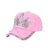 Fashion Women Crown Faux Pearl Rhinestone Baseball Cap Snapbk Outdoor Sun Hat