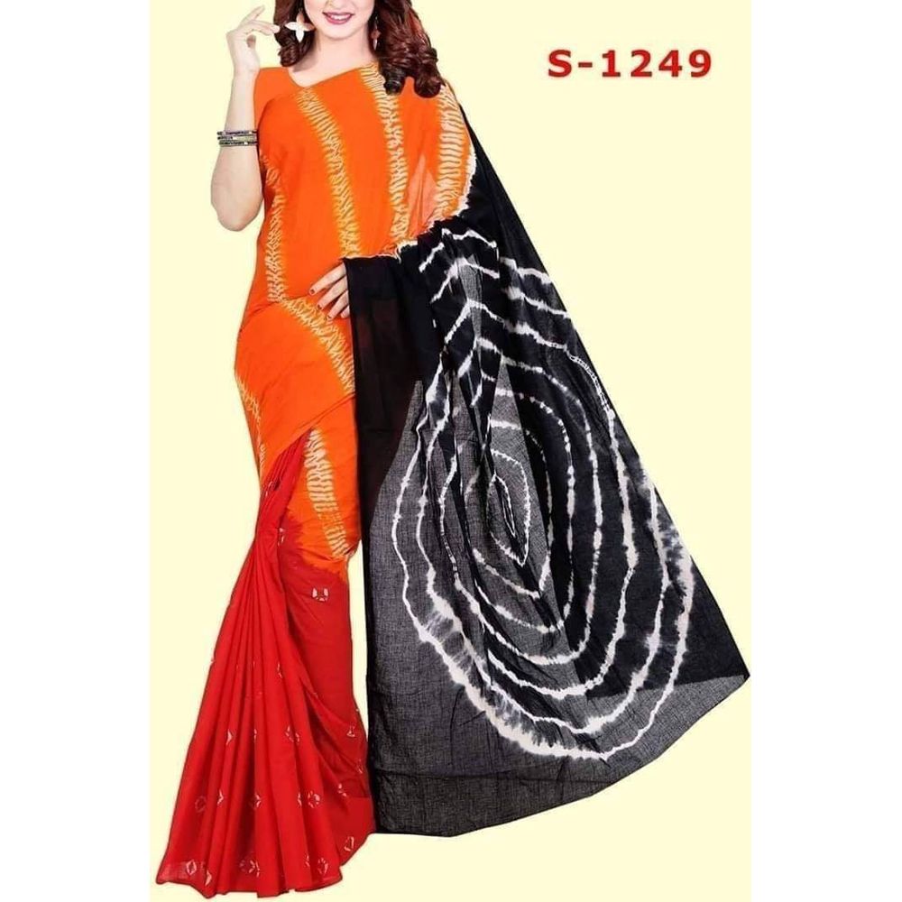 New Design Multi color 12 Hand Long Cotton Batik sharee for Women with Blouse Piece