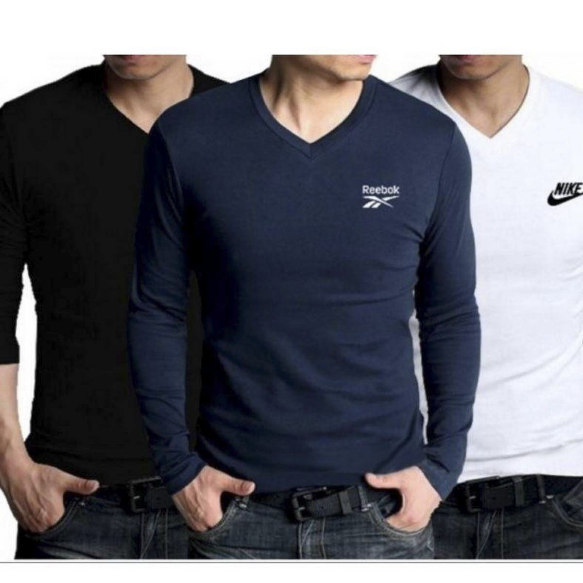 Full Sleeve V Neck T-Shirt For Men Combo Pack(Null) - T Shirt For Man