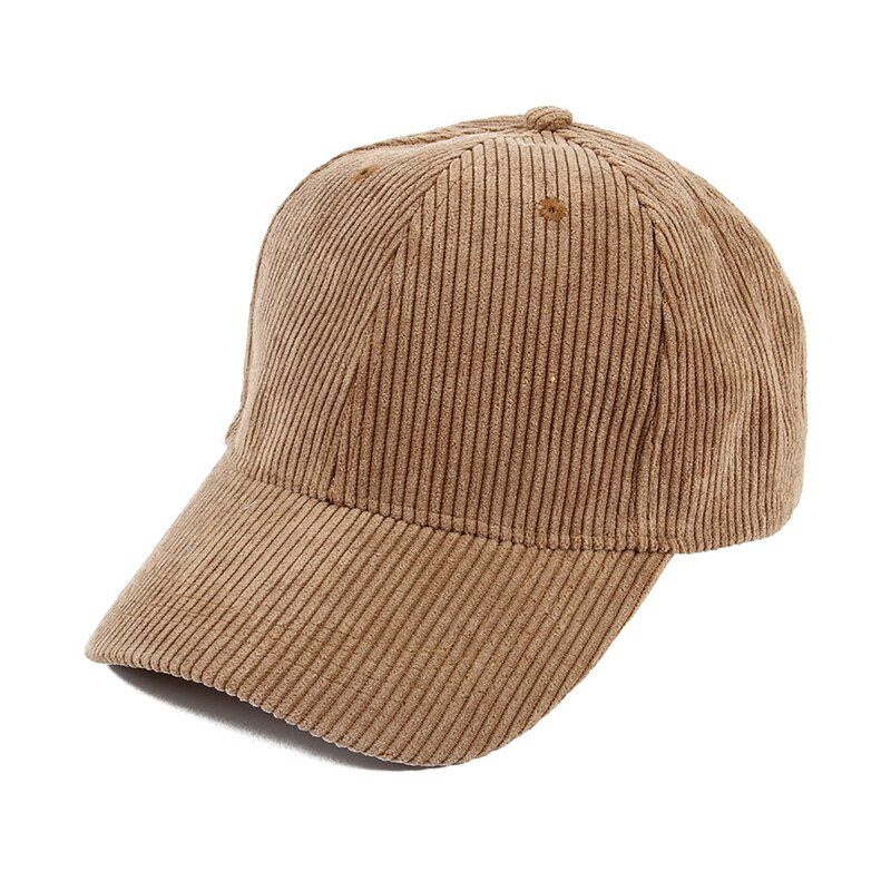 1pc Autumn Winter Adjustable Black Beige Plain Color Corduroy Baseball Caps Dad Hats Women Mens