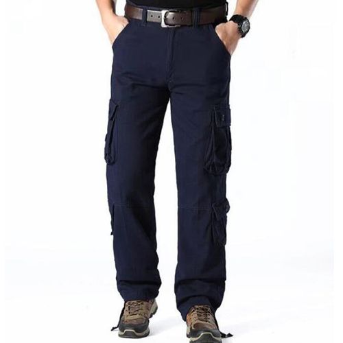 Men's Cargo Pants Mens Pure Cotton Casual Multi Pockets Military Tactical Pants Men Outwear Straight Tall Waist Trousers
