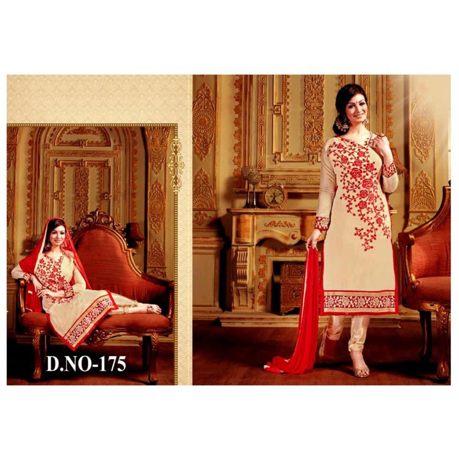 Unstitched red Cotton Salwar Kamiz For Women