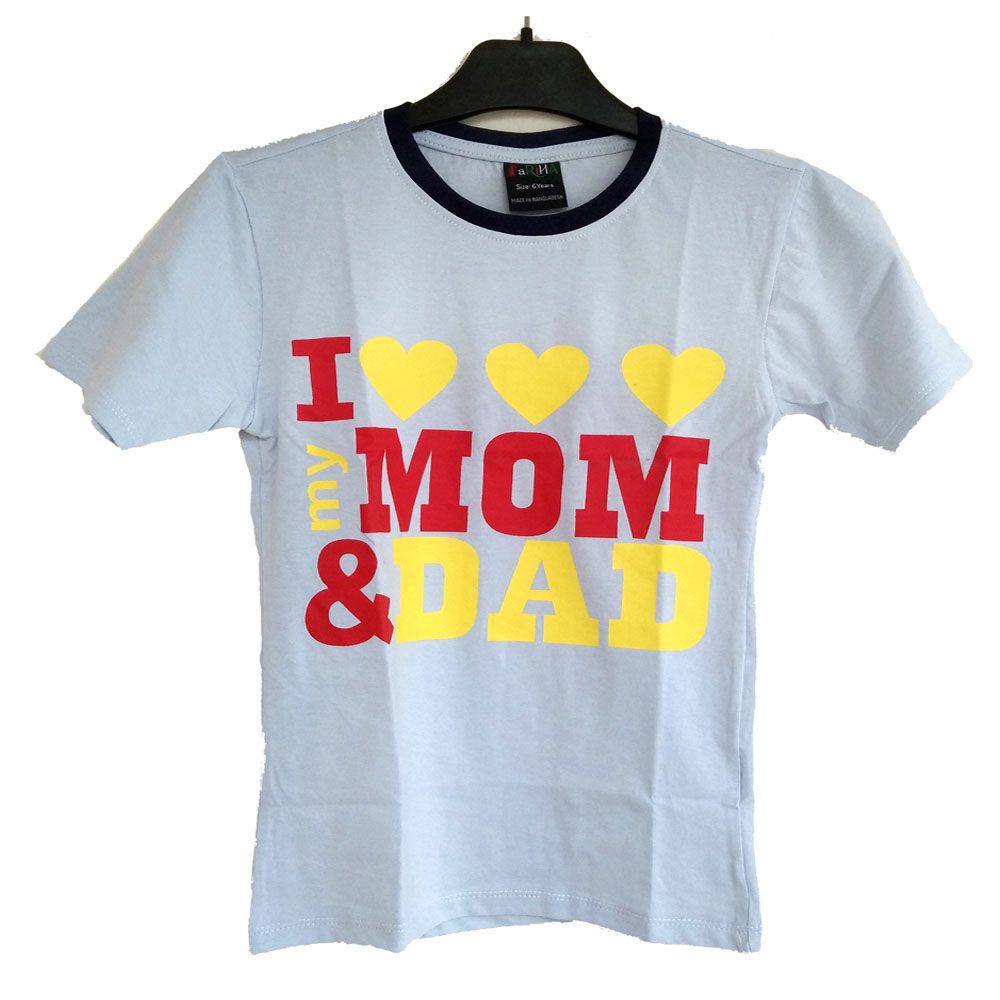 Light Blue Cotton Half Sleeve T-Shirt for Boys
