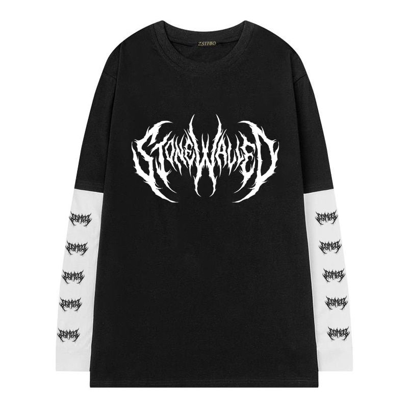 Gothic Graphic puT-shirt men summer hop Jnese Harajuku style hot Diablo print loose stuFake two shirt y2k