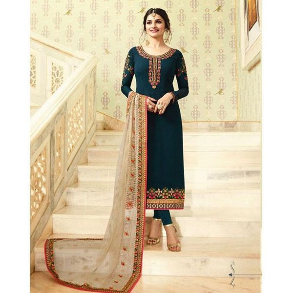 Unstitched Deep Green Georgette Salwar Kameez for Women