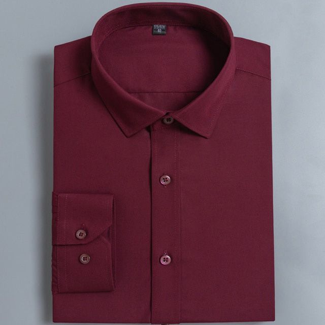 Men's Pocket-less Design Long Sleeve Solid Dress Shirts Standard-fit Comfortable Plain Formal Business Work Office Top Shirt
