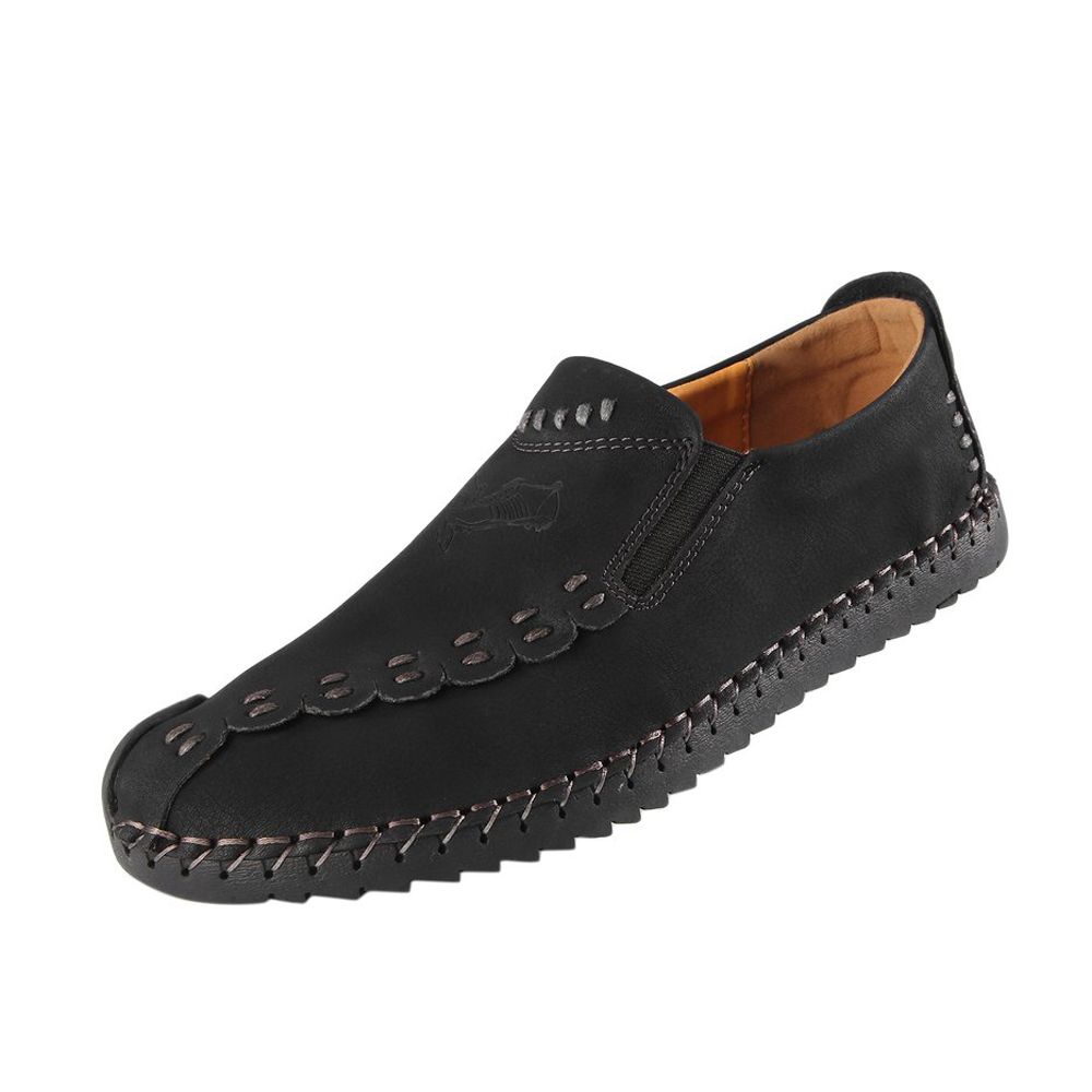 Spring & Autumn Vintage Man Handmade Artificial Cow Leather Flat Heel Moccasin Breathable Driving Shoes Durable Casual Loafers Shoes For Men