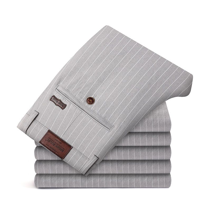 2021 Autumn New Men's Bamboo Fiber Casual Pants Classic Style Business Fashion Grey Stretch Cotton Trousers Male  Clothes