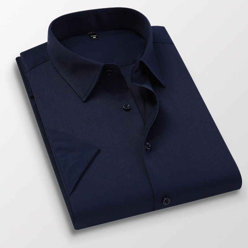 Summer Shirts for Men Daily Casual White Shirt Short Sleeve Button Down Slim Fit Cotton Male Social Shirts 4XL 5XL