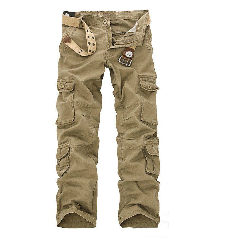 Mens Pants Loose  tactical pants Multi-pocket trousers  Solid color cargo pants for men pantalon homme Plus 46