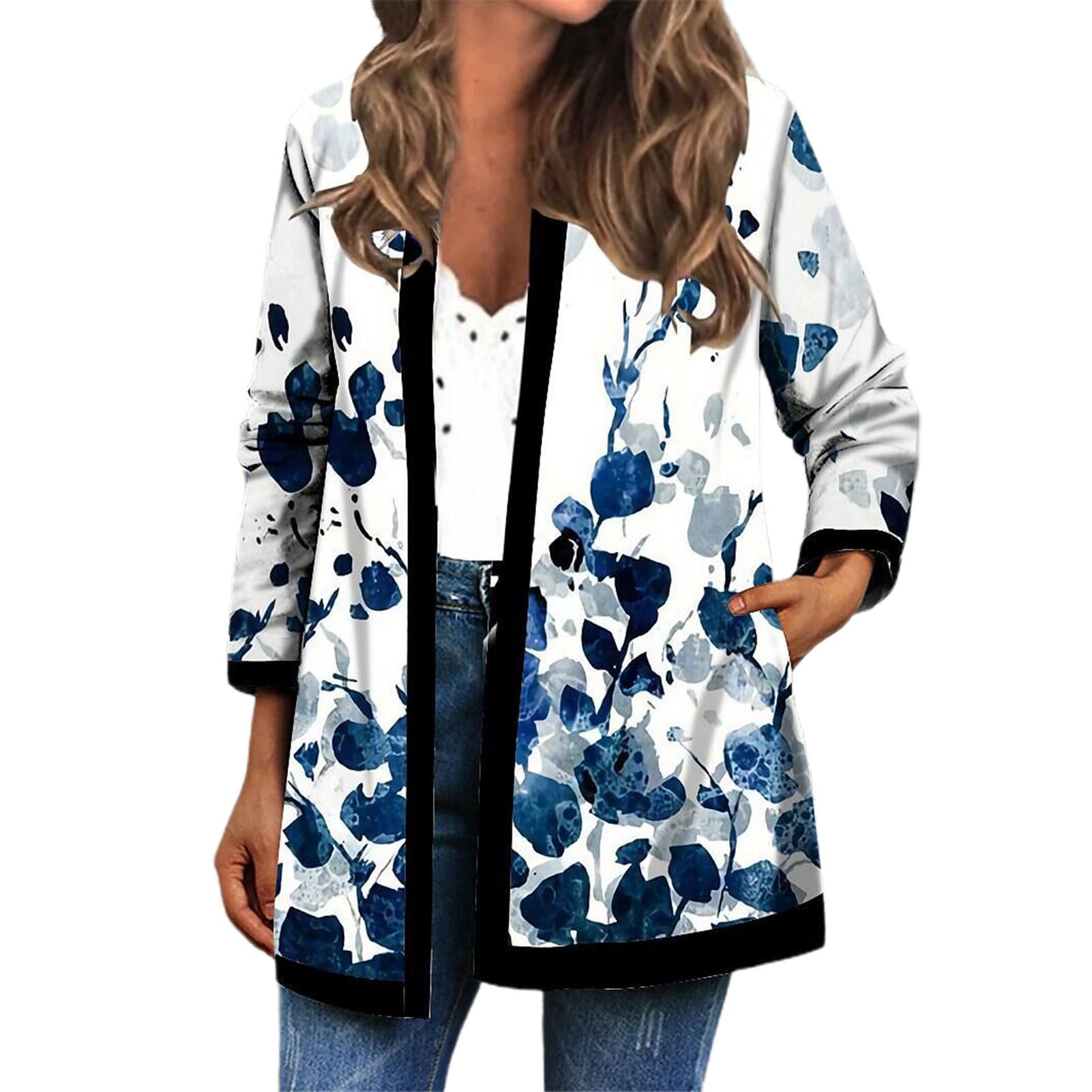 Tunic Jacket Side Pockets Ethnic Style Women Cardigan Coat