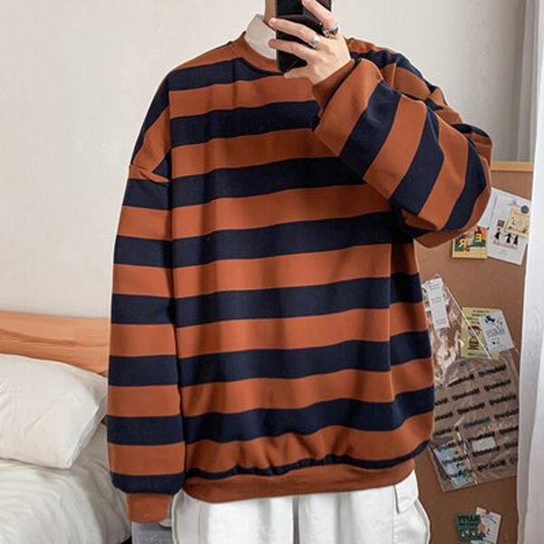 Men Striped Sweatshirts Spring Autumn Fashion Mens Hoodies Male Loose Couple Outfit Men Brand  Hop Hoodie Sweatshirts