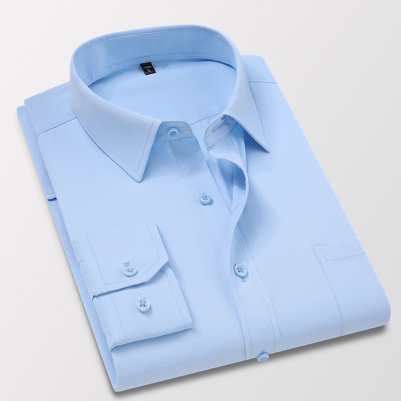 Work Office Design Left  Pocket Shirt Long Sleeved Slim-fitting Business Professional Formal Shirts