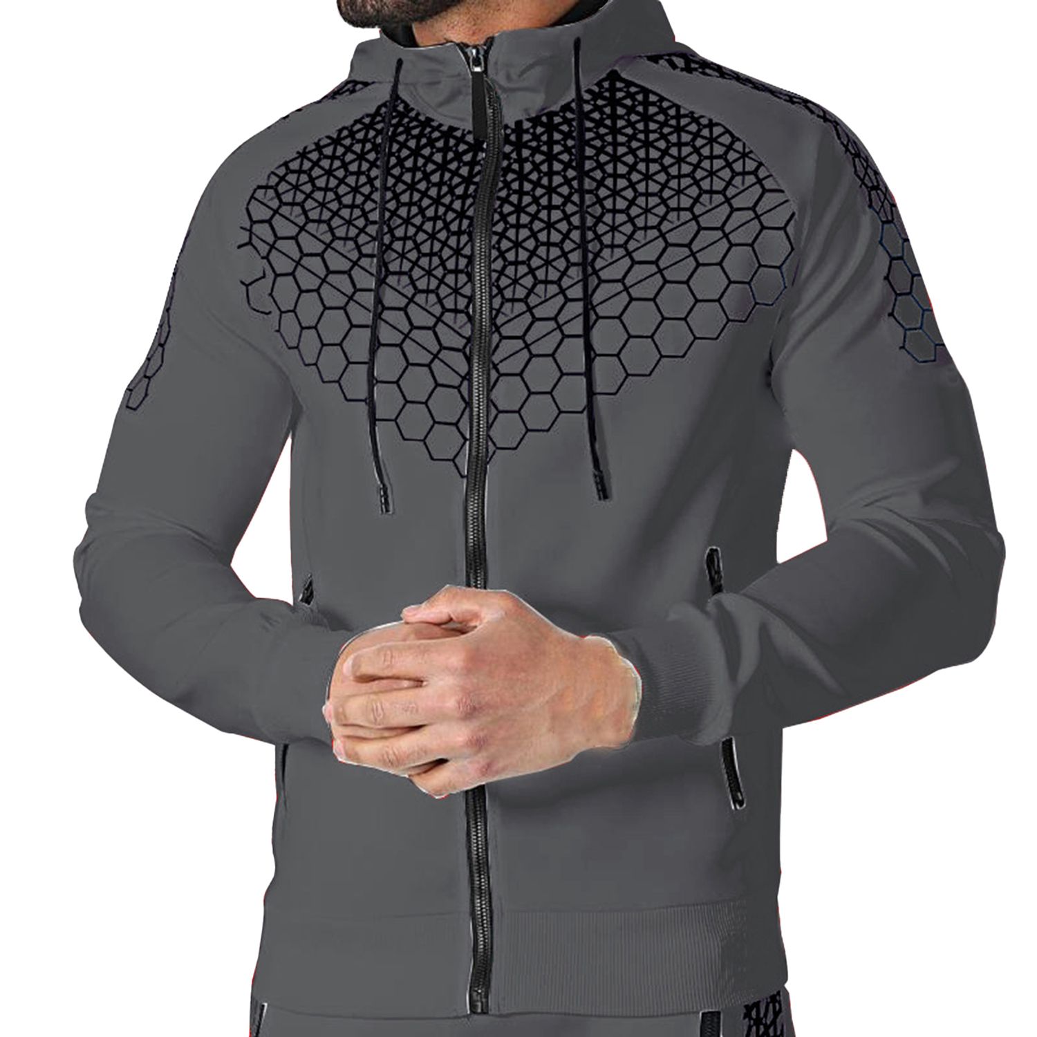 Men Coat Top Eye-catching Graphic Printed Hooded Men Coat
