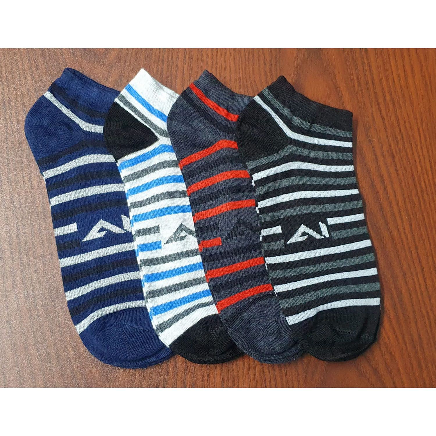Men's 4 pair colorful stripe ankle socks A403