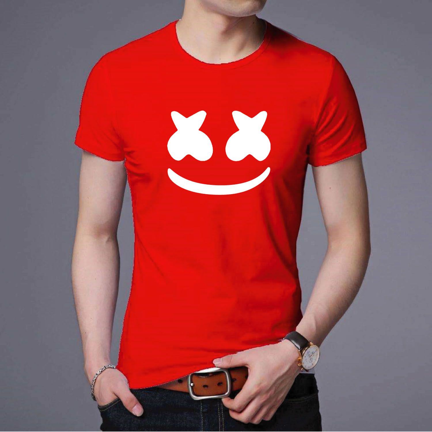 Exclusive Ster Smail Desing Cotton half Sleeve T Shirt For Men